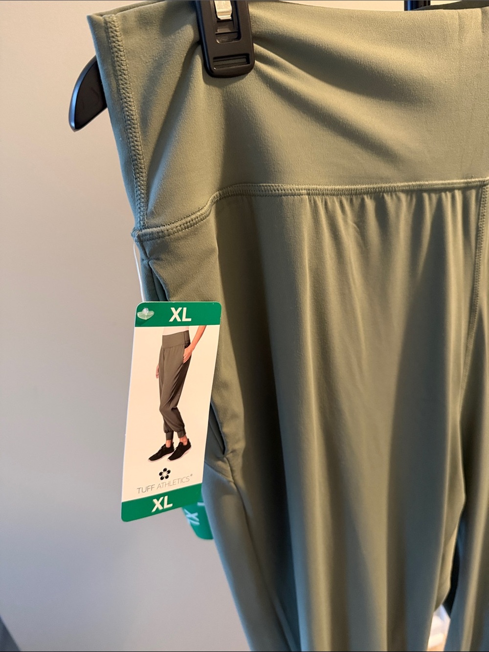 Tuff Athletics Olive Green High-Waist Track Joggers - Picture 2 of 4